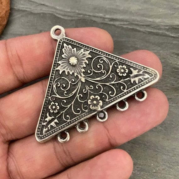 Antique Silver Plated Brass Bohemian Necklace Pendant - 7043