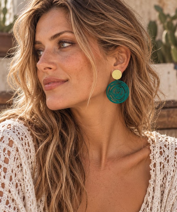 Nova Earrings: Bohemian Tribal Brass Dangles (Lightweight Style) - 5545