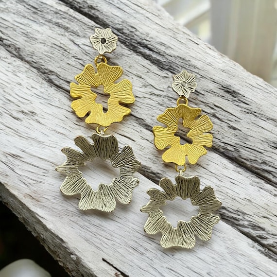 Bohemian Brass Hoop Eathnic  Earrings - Wholesale Silver Gypsy Tribal Jewelry- 5611