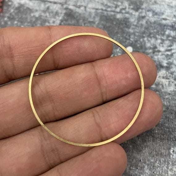 Raw Brass Circle Charms: 45mm Earring Findings - 3071