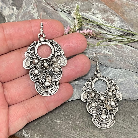Boho Earrings: Ethnic Gypsy Style in Silver and Brass , 5349