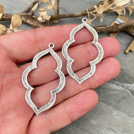 Antique Silver Plated Brass Drop Earring Findings: Jewelry Making Parts