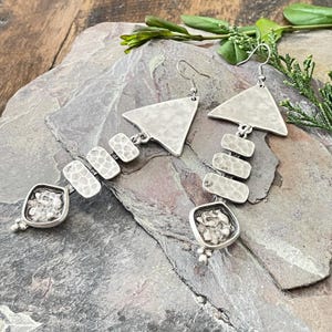 Bohemian Statement Chandelier Earrings - Silver Boho Chic Jewelry