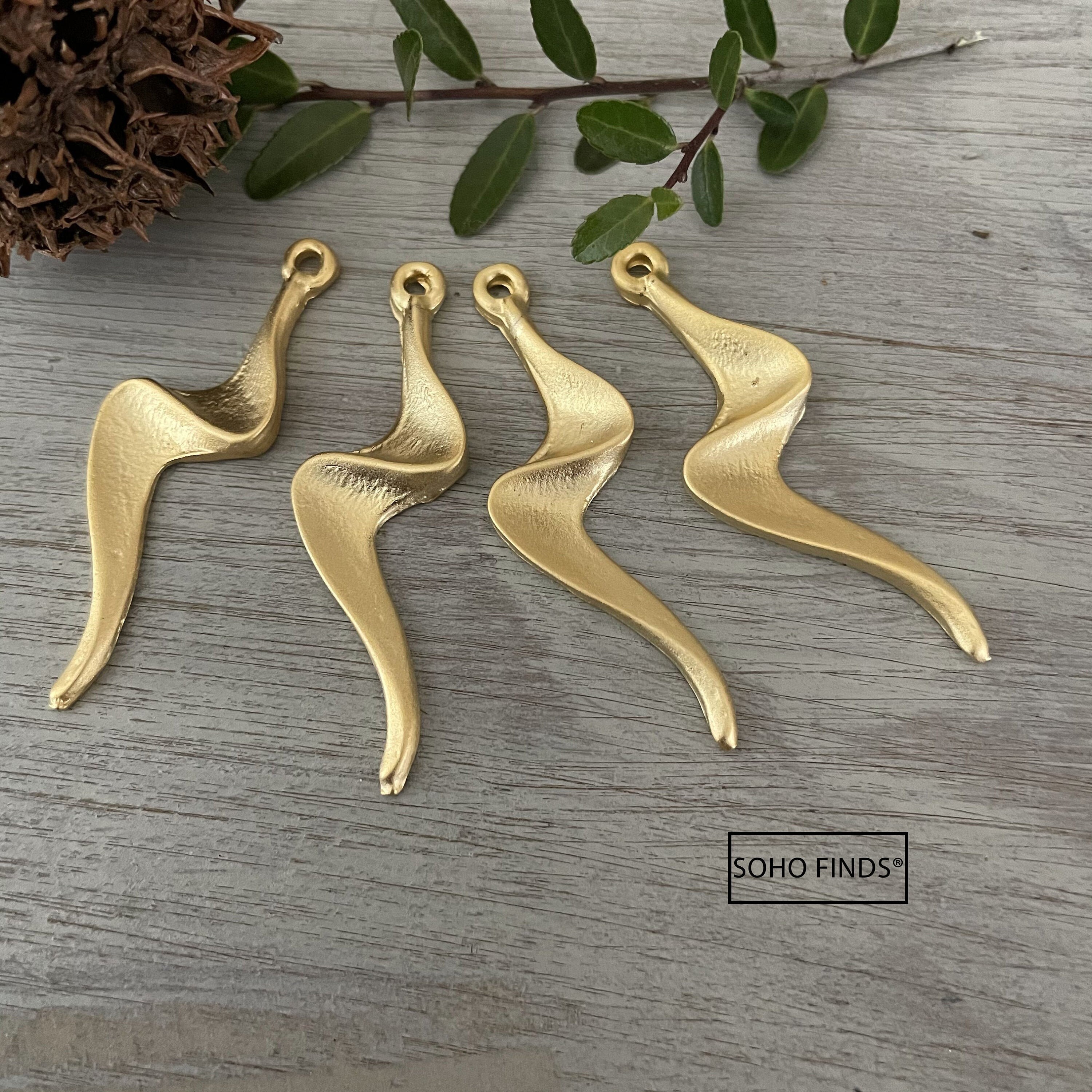 4 Pieces Matte Gold Plated Earring Parts Bohemian Brass Earring