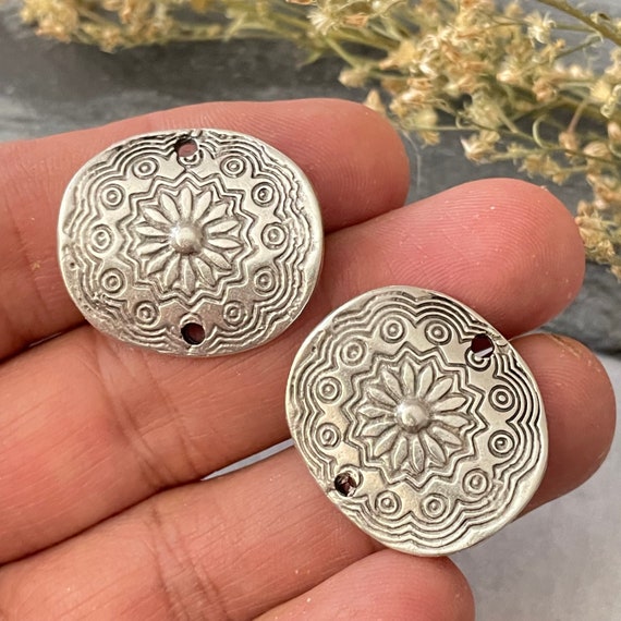 Brass Bohemian Earring Charms Findings for Jewelry Set Supply Making. Silver Plated Jewelry Designs for Jewelry making.2 Pieces- 8162