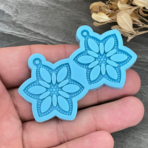 Shiny Resin Jewelry Mold: Bohemian Floral Earrings, Epoxy Clay