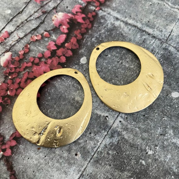Matte Gold Brass Earring Parts - Boho Style, 2 Pieces 1135