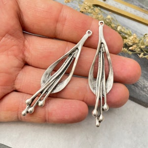 Brass Bohemian Earring Charms Findings for Jewelry Set Supply Making. Silver Plated Jewelry Designs for Jewelry making.2 Pieces 8198 image 7