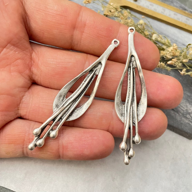 Brass Bohemian Earring Charms Findings for Jewelry Set Supply Making. Silver Plated Jewelry Designs for Jewelry making.2 Pieces 8198 image 7