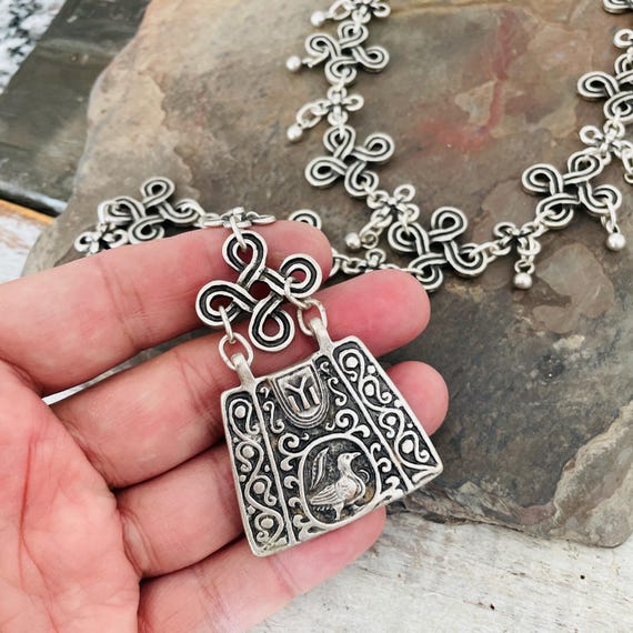 Tribal Boho Necklace with Charms - Handcrafted Ethnic Jewelry Set - 5506