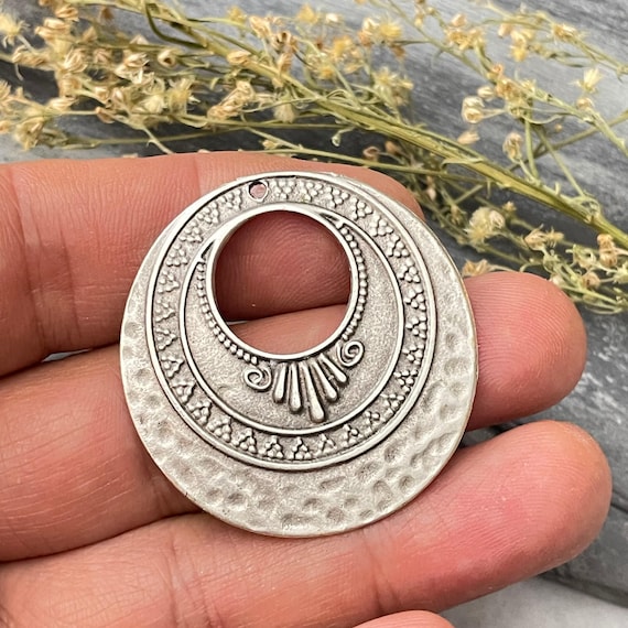 Silver Plated Bohemian Earring Charms: Brass Jewelry Making Supply - 8194