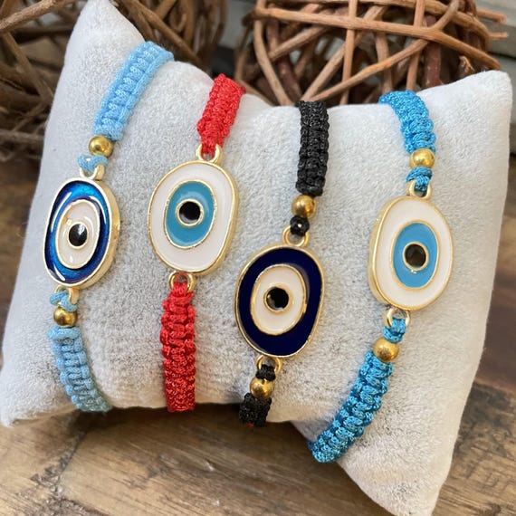 Miyuki Evil Eye Bracelet Set: Woven Braided Glass Bead Bracelets