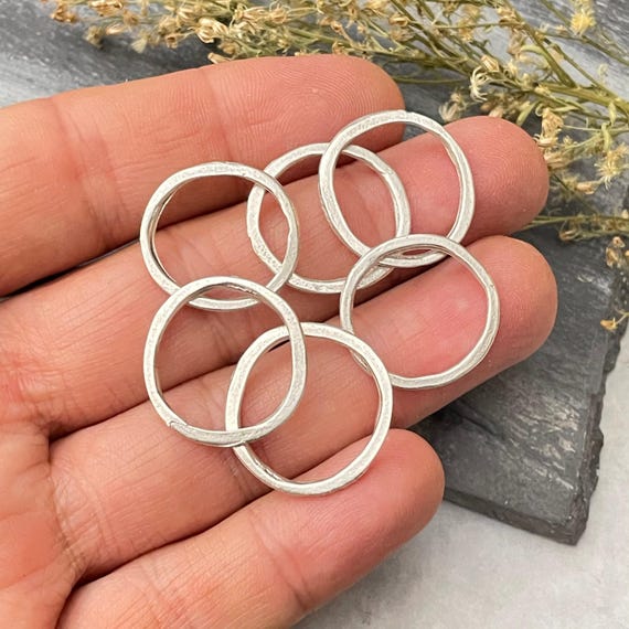 Brass Earring Charms: Boho Style Silver Plated (6 Pieces) - 8190