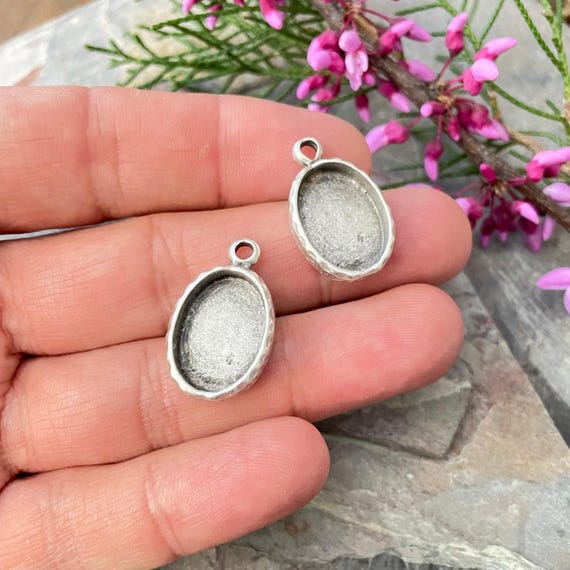 Silver Plated Earring Charms: Brass Jewelry Making Supplies (2 Pieces) - 7027