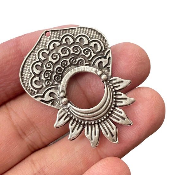 Antique Silver Plated Brass Ethnic Unique Earring Findings. 8069