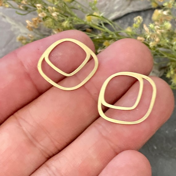 Brass Earring Findings: Raw Gold Tone - Connectors and Charms - 3049