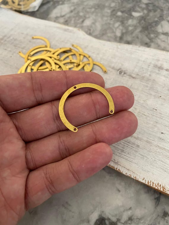 Raw Brass Earring Findings: Half Circle Connectors (20 PCS)