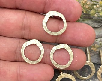 Brass Earring Findings Set: Hammered Circles, Gold Tone Mix 5318