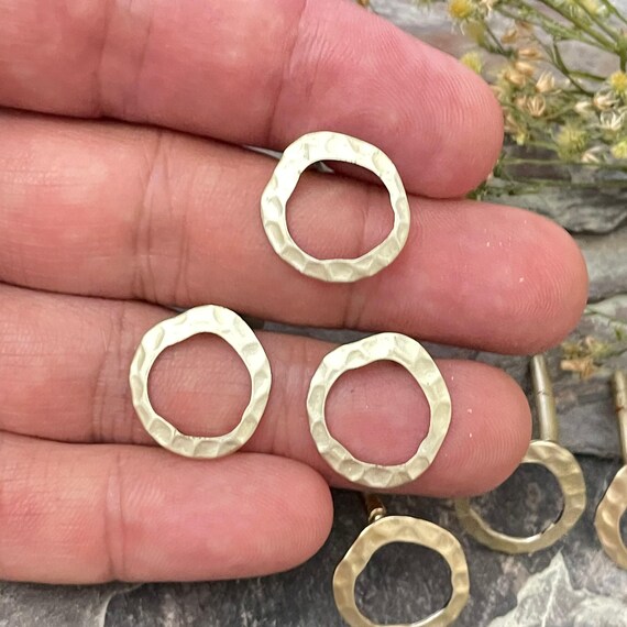 Brass Earring Findings Set: Hammered Circles, Gold Tone Mix 5318