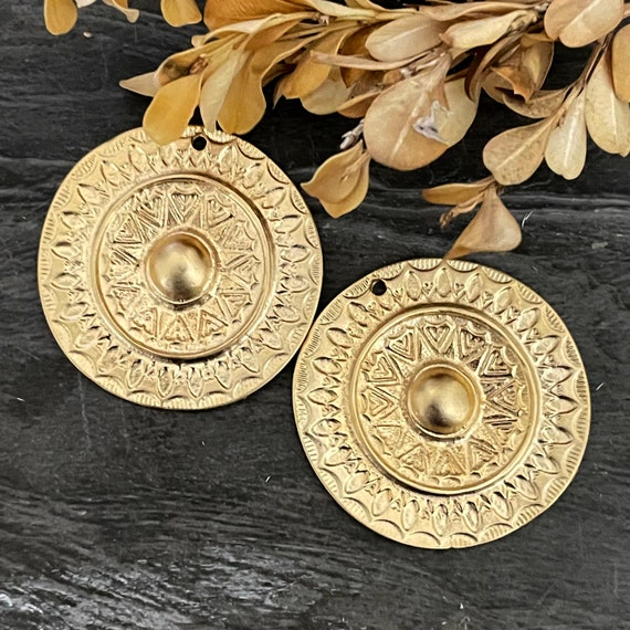 Matte Gold Plated Earring Parts - Bohemian Brass Earring Findings. 1049