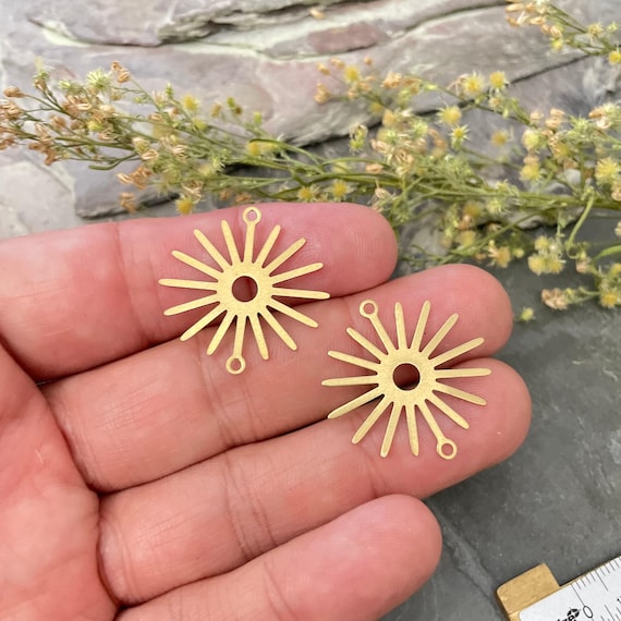 Raw Brass Fringe Earring Charms: Jewelry Making Supplies (16.1x13.95x0.95mm)