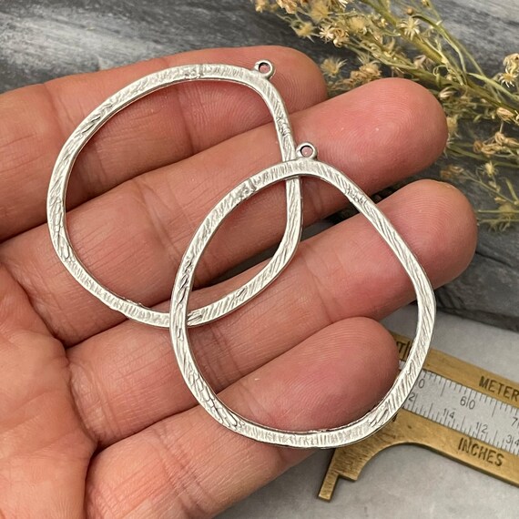 Silver Plated Earring Charms: Bohemian Jewelry Making Supplies (2 Pieces)