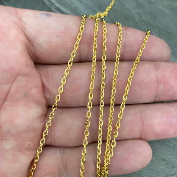 2.5x2x0.5mm - 1 meter - 39 inches  Vacuum Plating 304 Stainless Steel Cable Chains, Soldered,  Oval,, Golden,9028