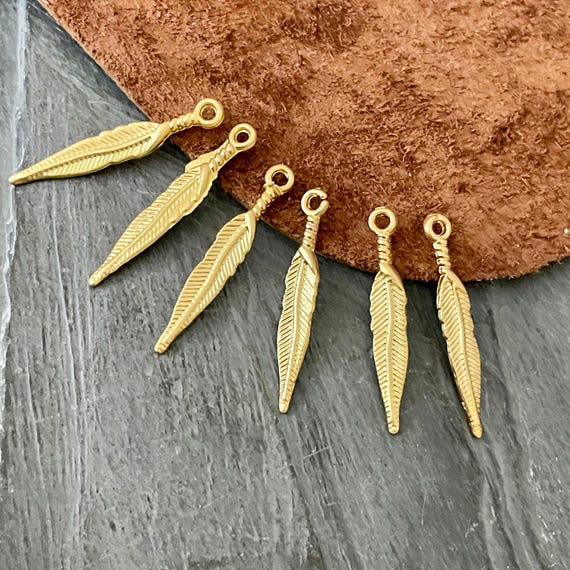 Leaf Charms Earring Findings - Matte Gold Plated Brass Bohemian Style