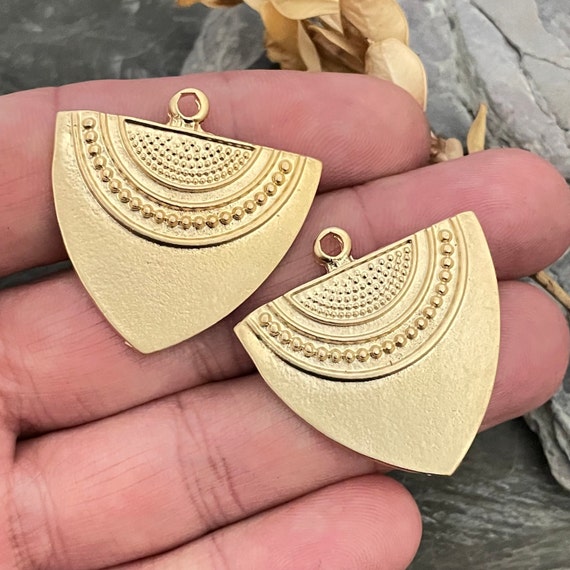 Gold Geometrical Charms. Matte Gold Plated Earring Parts.Bohemian Brass Earring Findings. - 1141