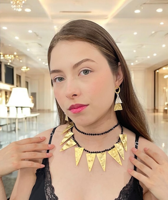 Handmade Bohemian Beaded Necklace and Earrings Set - Matching Jewelry Set  , 5525
