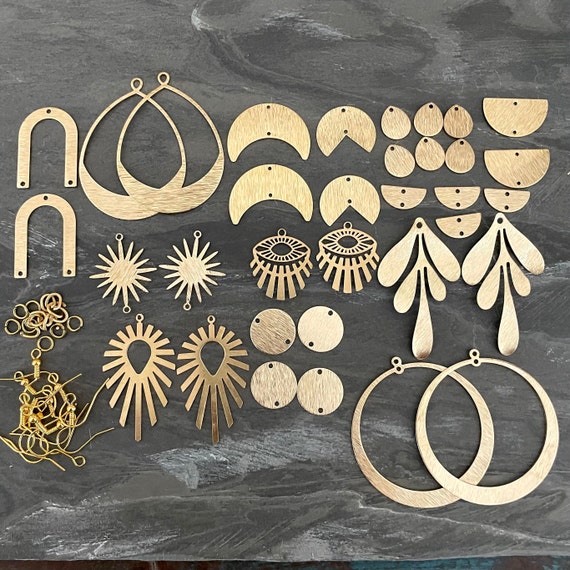 Bohemian  Earrings Set, Brass Charms, Raw Brass Earring Findings. Earring Finds. Wholesale earring findings for jewelry making parts. S34