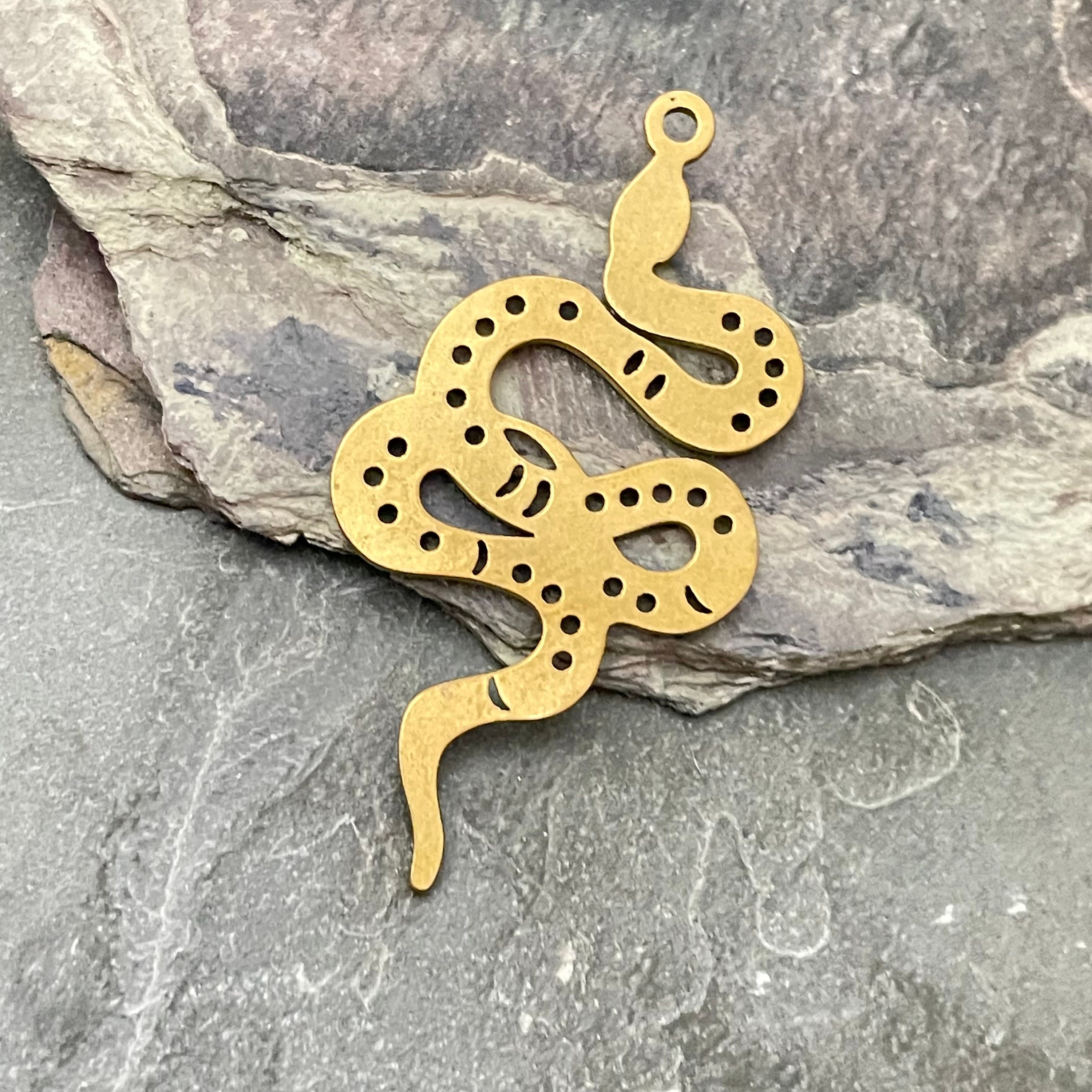 Snake Brass Earring Charms Raw Brass Snake Pendant Brass Snake