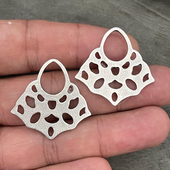 Antique Silver Lotus Charm Earrings: Bohemian Brass Findings (2 Pieces)