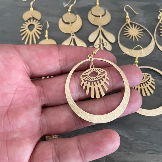 Bohemian Earrings Set,brass Charms, Raw Brass Earring Findings. Earring  Finds. Wholesale Earring Findings for Jewelry Making Parts. S34 