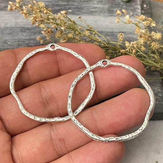 Bohemian Earring Charms: Silver Plated Brass, 2 Pieces - 8186