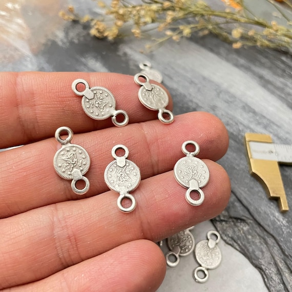 Petite Earring Drops: Mini Brass and Silver Charms, 15 Pieces - 8205