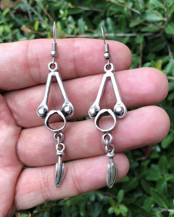 5588 - Dangle Earrings,  silver hoop earring,  tribal silver hoops