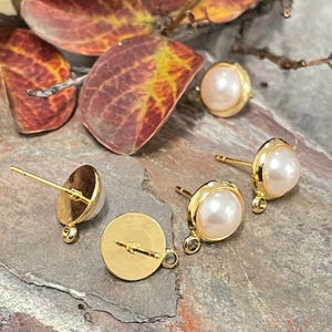 Gold Plated Brass Earring Studs: Circle Earring Posts