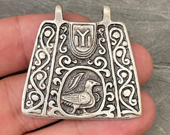 Antique Silver Plated Brass Bohemian Necklace Pendant - 7005
