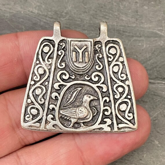 Antique Silver Plated Brass Bohemian Necklace Pendant - 7005