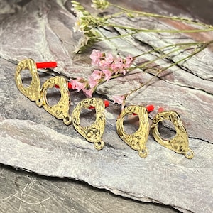 Gold Plated Brass Circle Earring Studs: Jewelry Making Charms - 5353