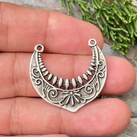 Silver Plated Earring Charms: Bohemian Jewelry Making Supply