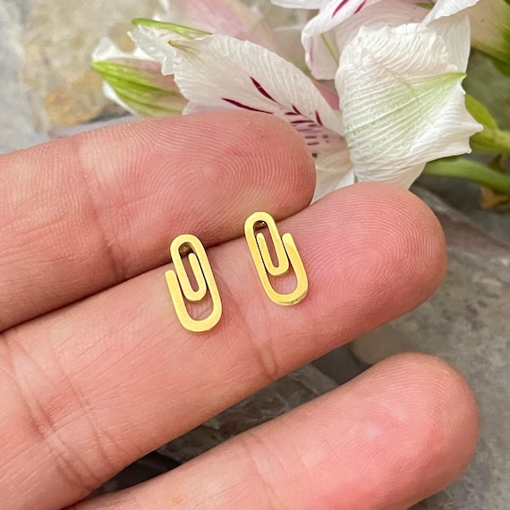 Boho Paperclip Earrings, Minimalist Geometric Style (Lightweight Studs) 5568