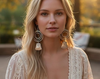 Boho Statement Chandelier Ohrringe - Silber Boho Chic Schmuck. 5585