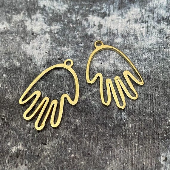 Raw Brass Hand Charms: Earring Findings (20.4x13.5x1mm)