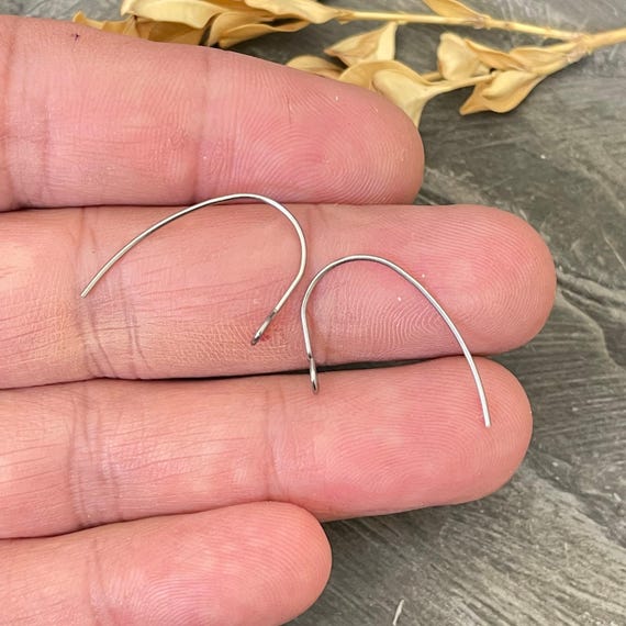 304 Stainless Steel Earring Hooks with Vertical Loop (25x14x4mm)-5463