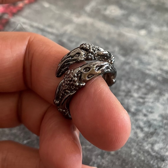 Bohemian Brass Ring with Antique Silver Coating - Unique and Adjustable Hippie Jewelry 4479