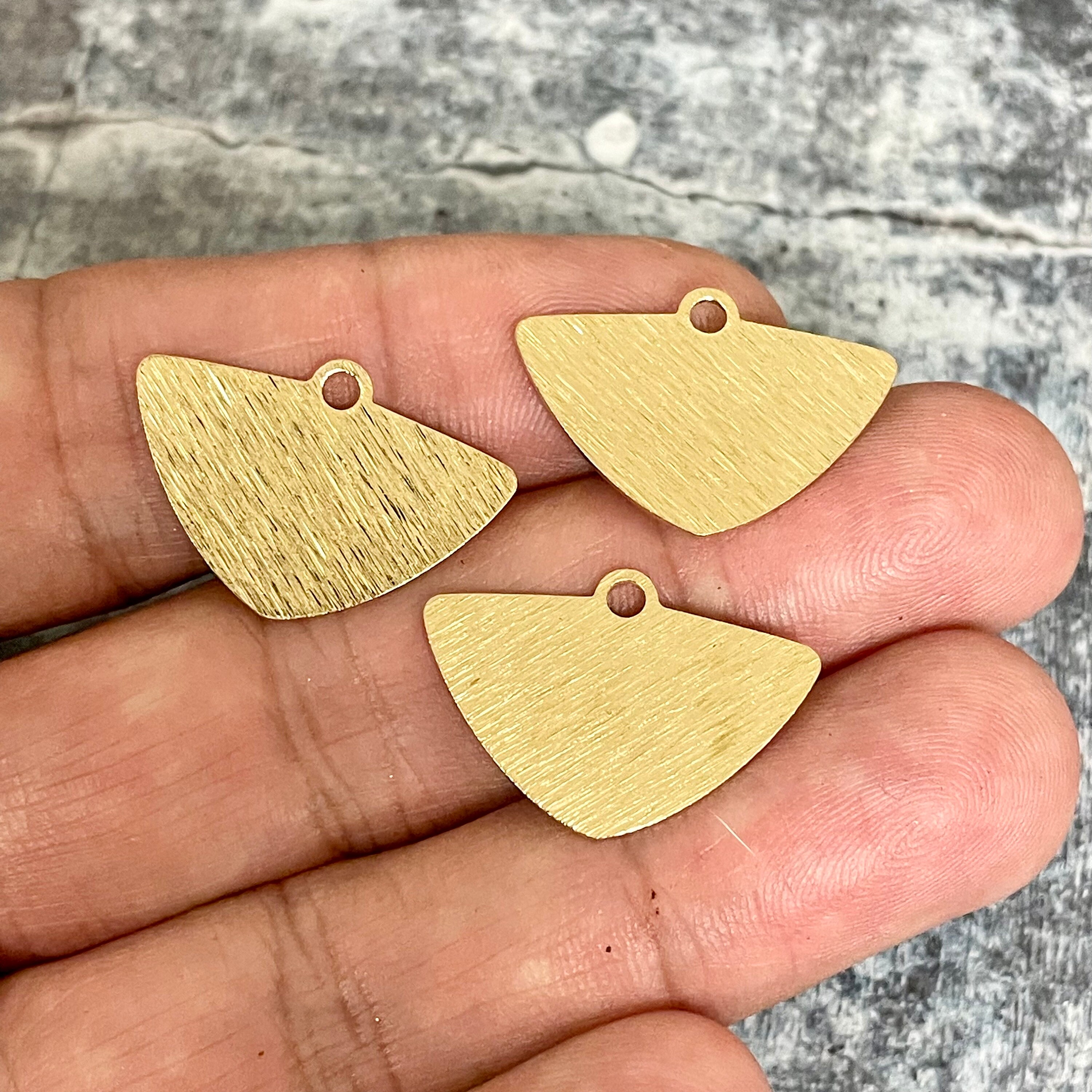 Brass Textured Triangle Earring Charms Raw Brass Oval Triangle