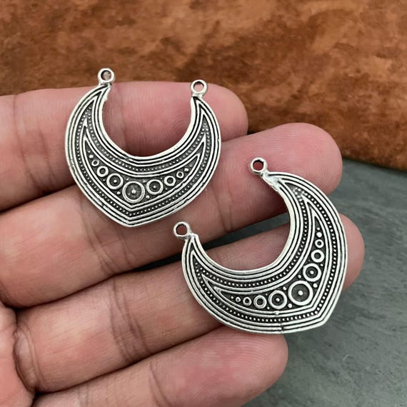 Antique Silver Sun Face Earring Findings: Bohemian Charms (2 Pieces) - 8015