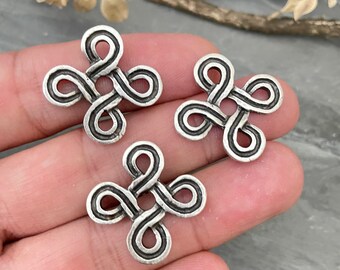 Dijes para pendientes chapados en plata antigua: accesorios de latón bohemio - 7039